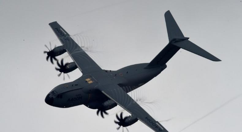 An Airbus A400M Atlas plane performs at the International Paris Air Show in 2015