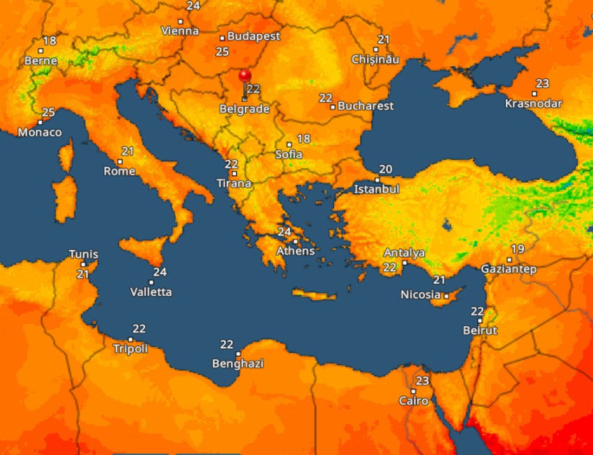 Temperature u većim gradovima