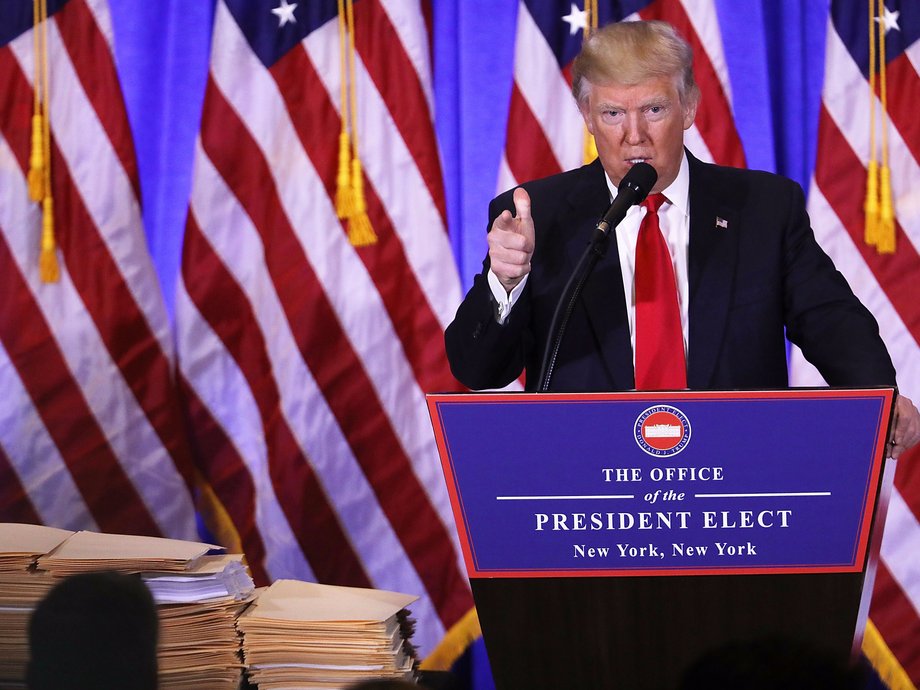 Donald Trump at his final press conference as president-elect.