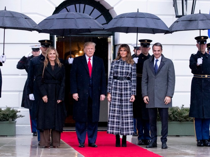 Mareva Grabowski, Donald i Melania Trumpowie oraz Kyriakos Mitsotakis