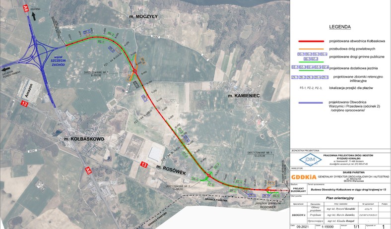 Plan orientacyjny obwodnicy Kołbaskowa w ciągu DK13