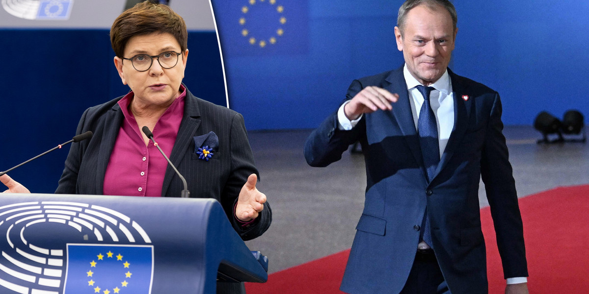 Beata Szydło krytykuje słowa Tuska w Brukseli.