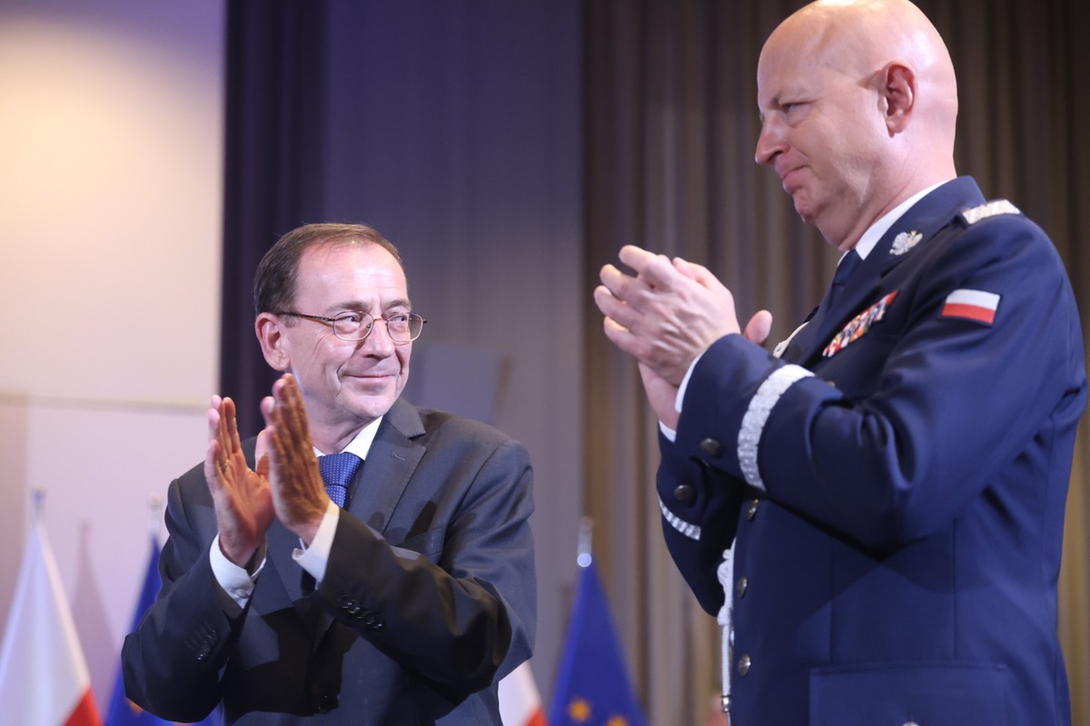 Mariusz Kamiński, były szef MSWiA i Jarosław Szymczyk - były główny komendant policji