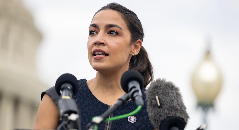 Rep. Alexandria Ocasio-Cortez (D-NY) speaks in front of the U.S. Capitol on July 28, 2022.