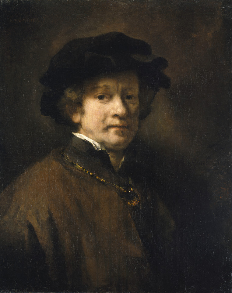 Rembrandt, "Autoportret w berecie i wisiorem" (1654 r.)