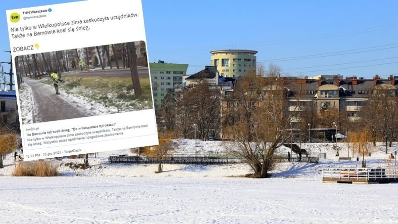 Śnieg jest koszony zimą nie tylko w Wielkopolsce, ale także na warszawskim Bemowie. Wszystkiemu winna jest wcześniejsza, niesprzyjająca aura
