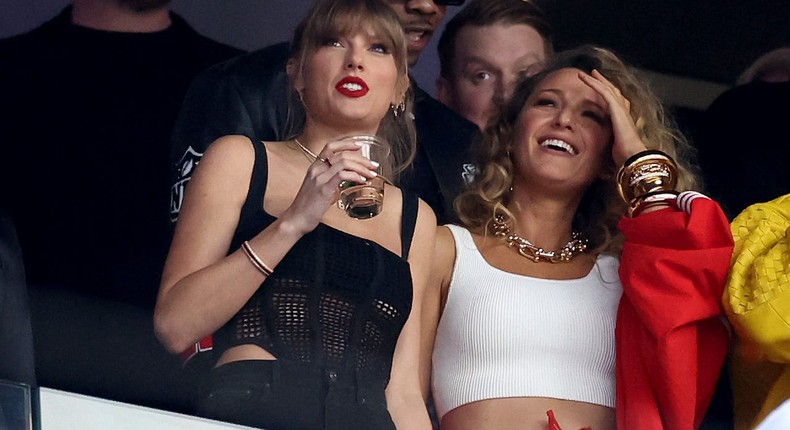 Taylor Swift and Blake Lively attend the 2024 Super Bowl.Ezra Shaw/Getty Images