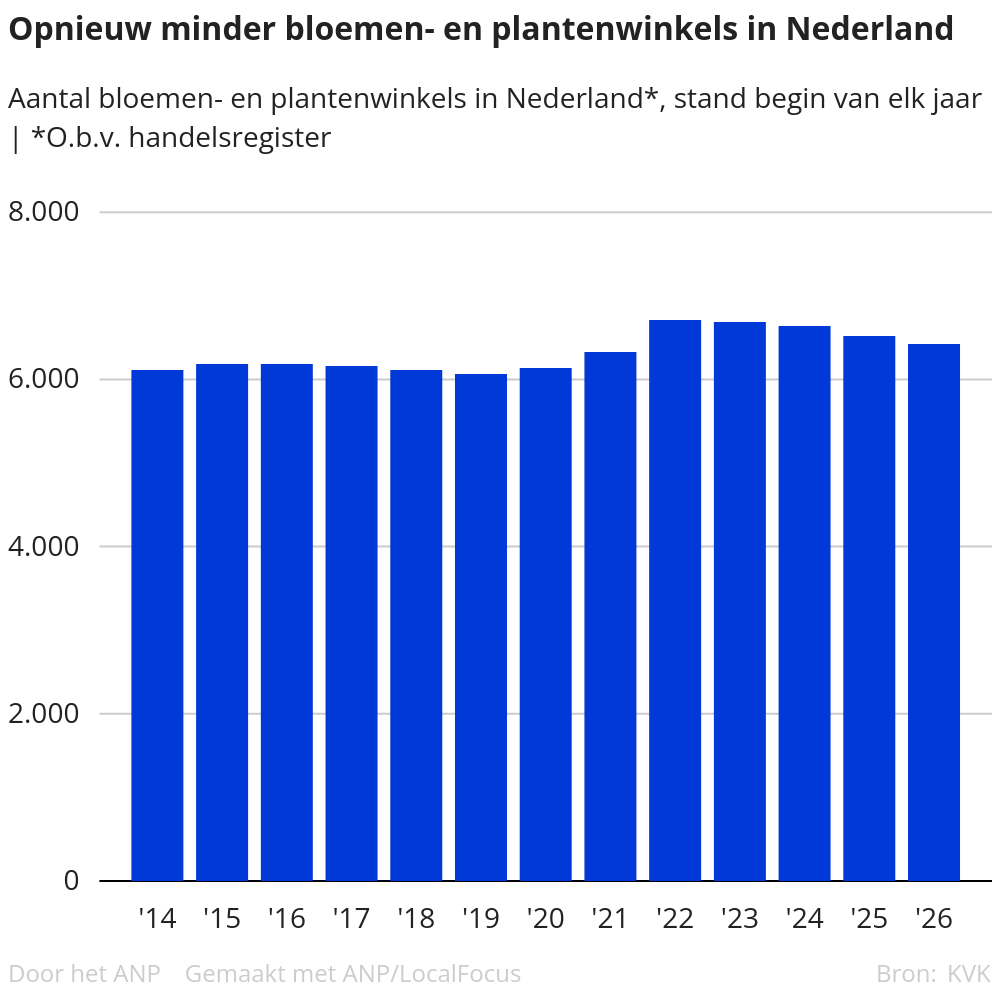 Vier jaar op rij: Nederland verliest jaarlijks 70+ bloemenwinkels