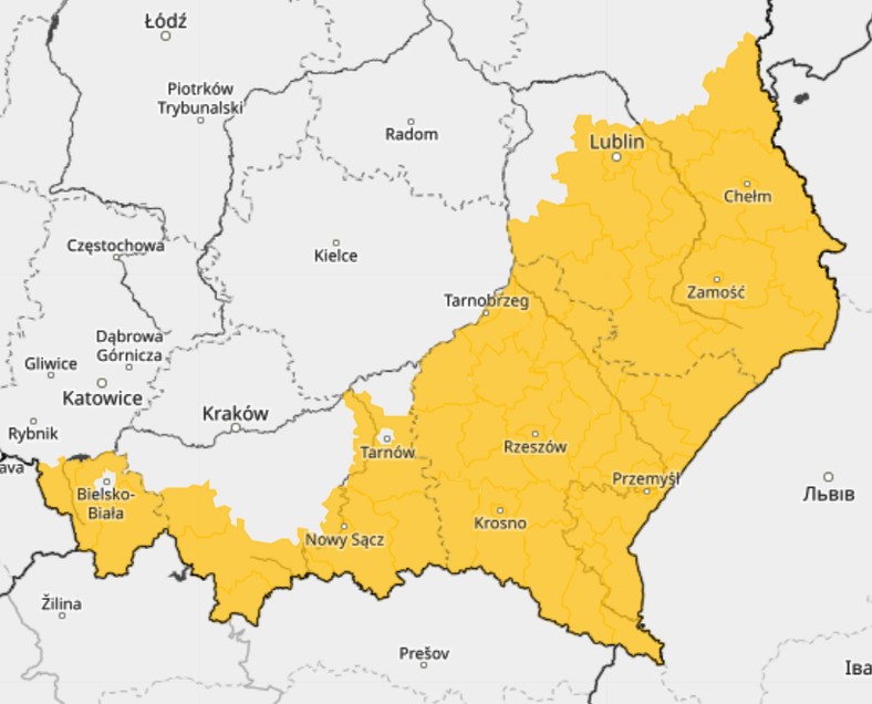 Ostrzeżenia w południowo-wschodniej Polsce.