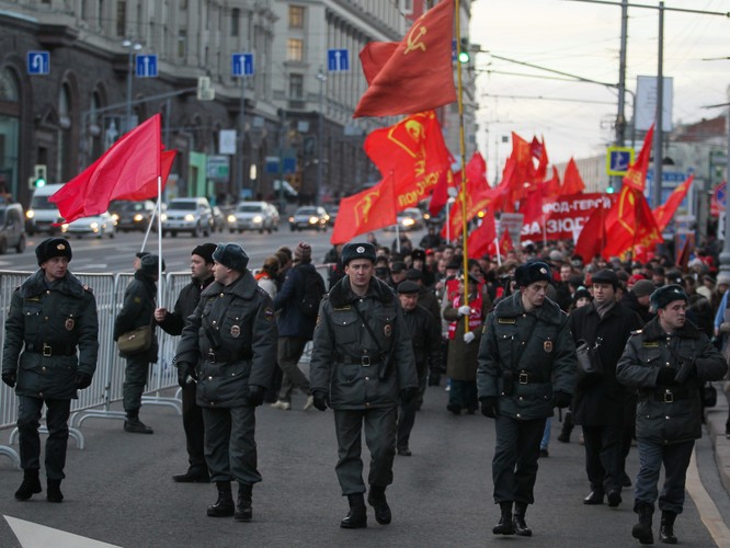 Protestu pilnowała policja
