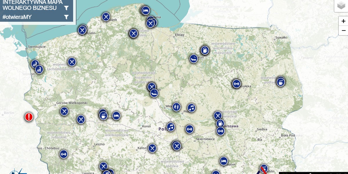 W sieci powstała interaktywna mapa pokazująca otwarte restauracje, kawiarnie, hotele czy siłownie.