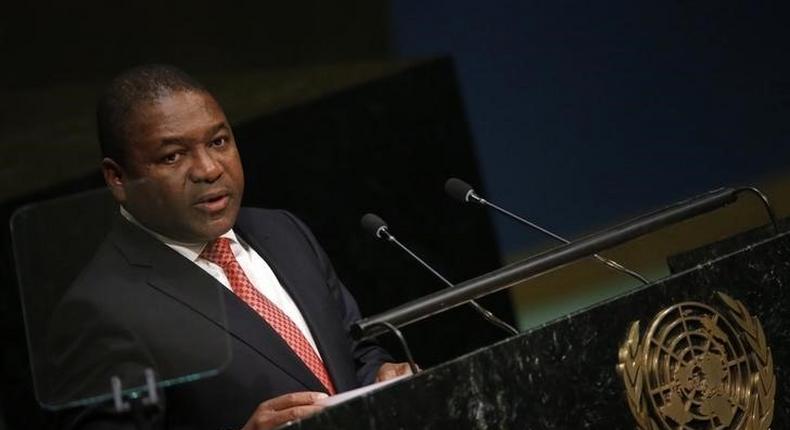 President Filipe Jacinto Nyusi of Mozambique addresses attendees during the 70th session of the United Nations General Assembly at the U.N. Headquarters in New York, September 28, 2015.   REUTERS/Carlo Allegri