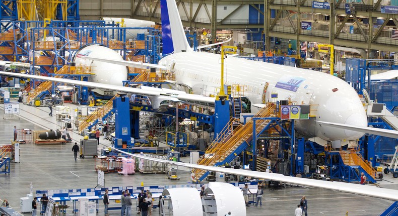 A Boeing 787 in a Washington state factory before final assembly was moved to South Carolina.Stephen Brashear/Getty Images