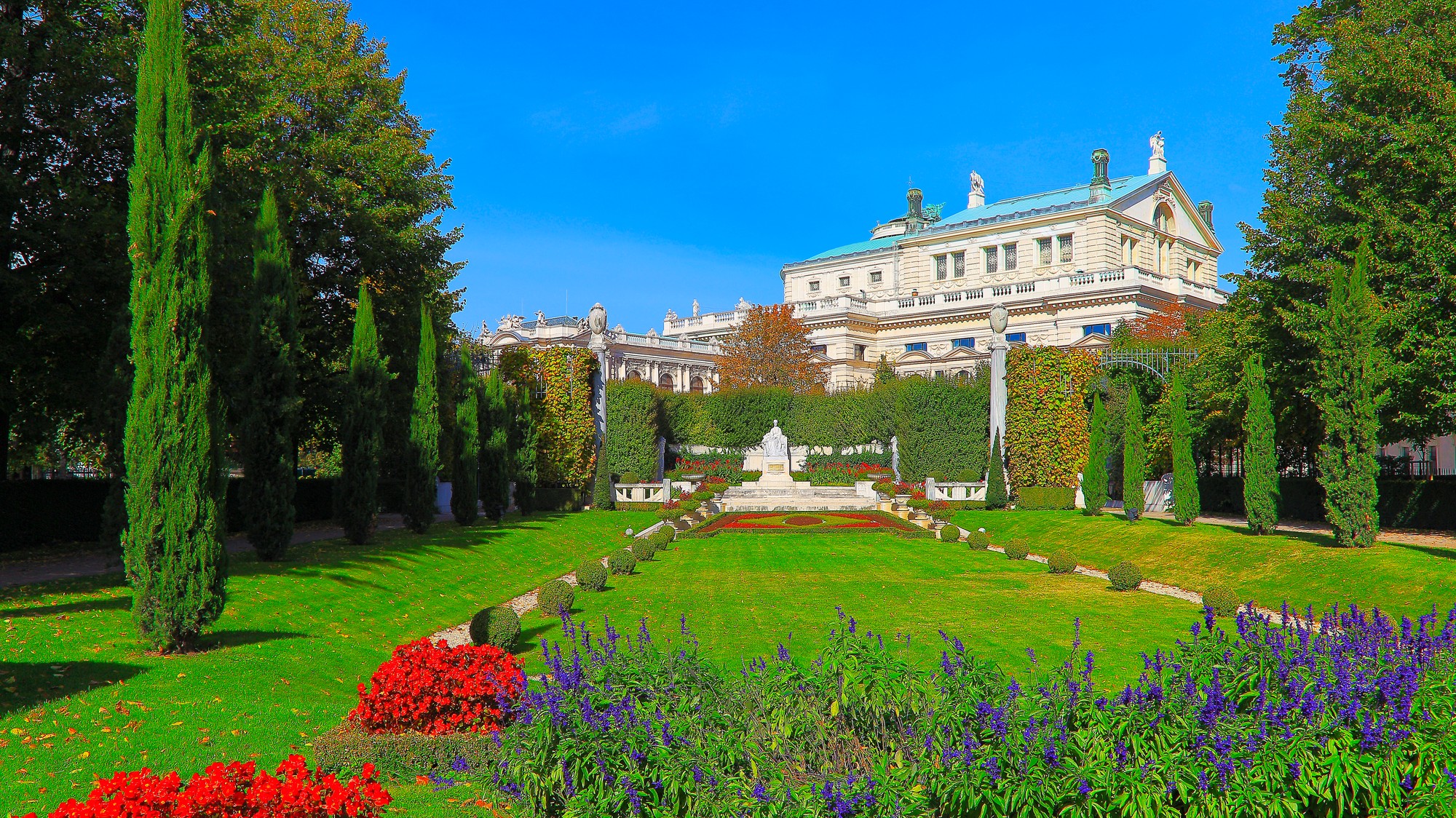 Záhrada v Stadtpark vo Viedni.