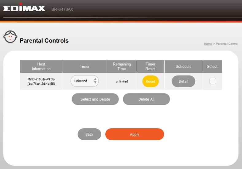 Edimax BR6473AX: Kontrola rodzicielska