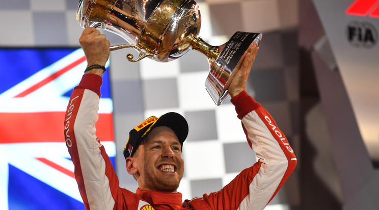 Így örült Vettel a győzelemnek /Fotó: AFP