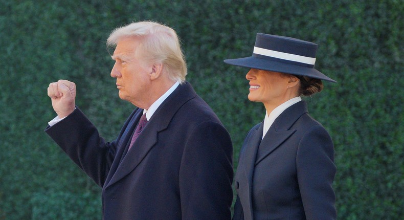 Donald and Melania Trump leave prayer services before the inauguration ceremony on Monday.Jeenah Moon/REUTERS