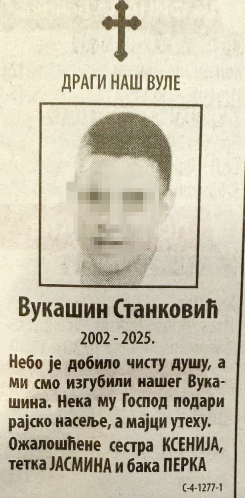 Rođaci se opraštaju od Vukašina Stankovića