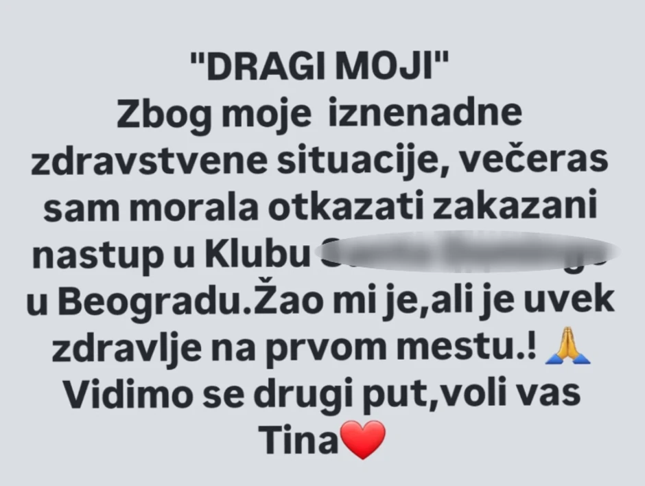 Tina Ivanović objava