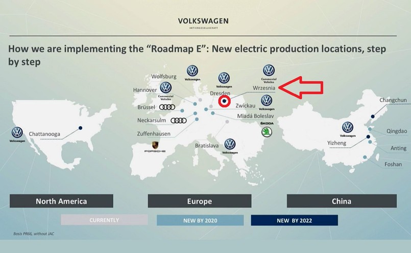 Mapa 16 fabryk, które zajmą się produkcją elektrycznych aut. Zakład we Wrześni wyprodukuje e-Crafterta