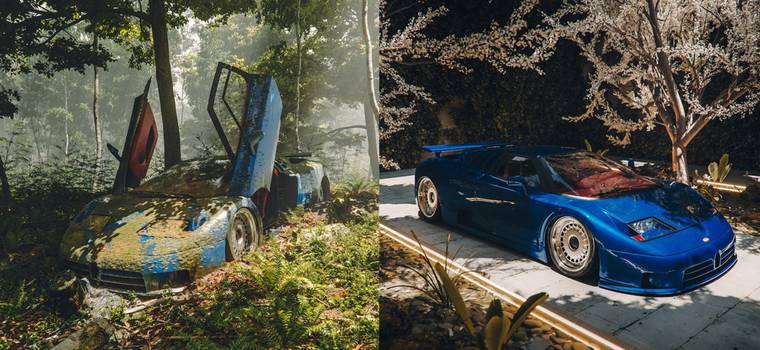 Bugatti EB110 porzucone w lesie! Na szczęście to tylko render