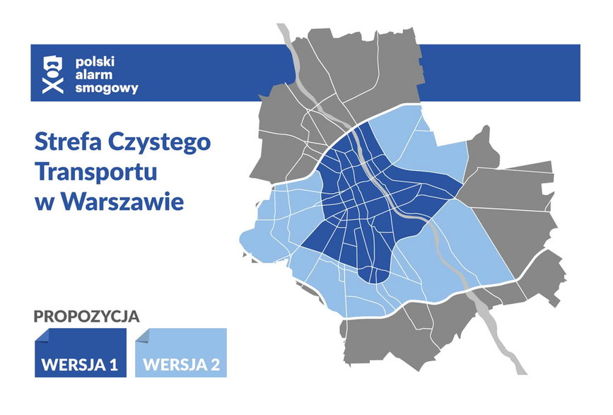 Mapa Strefy Czystego Transportu w Warszawie