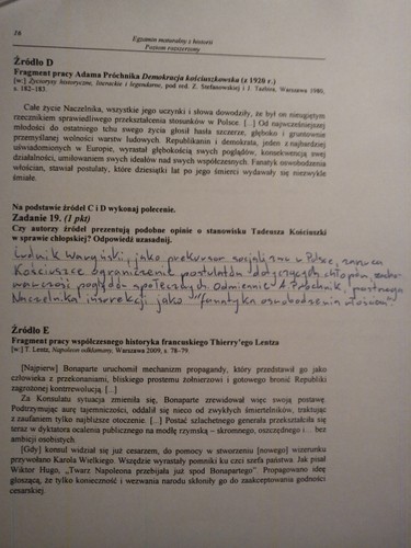 Matura z historii - odpowiedzi do zadań z poziomu rozszerzonego