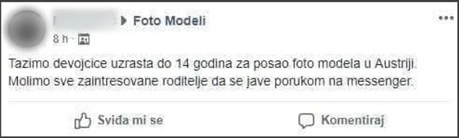 Sve je počelo nakon što se devojčica javila na oglas na Fejsbuku