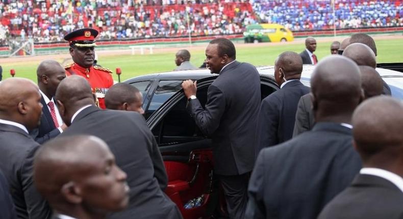 Uhuru Kenyatta and his bodyguards