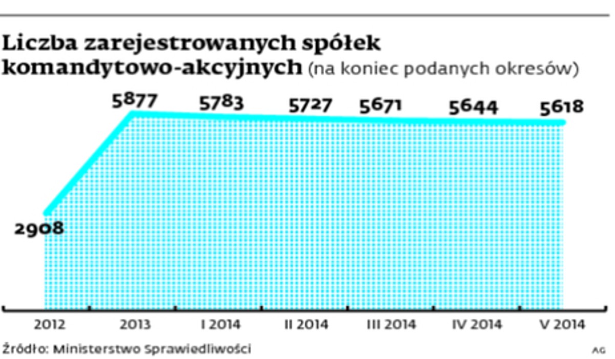 Liczba zarejestrowanych spółek komandytowo-akcyjnych