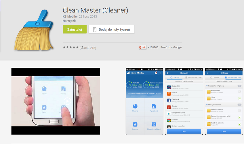 <b>Clean Master</b>
<br><br>
Aplikacja, która umożliwi nam utrzymanie 