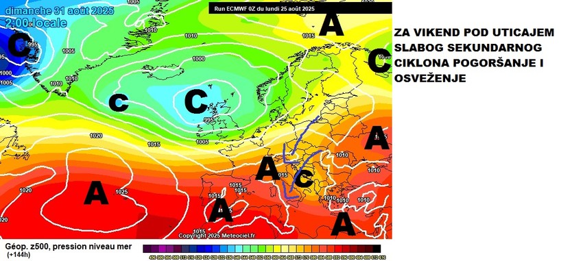 Pogoršanje vremena i osveženje u subotu