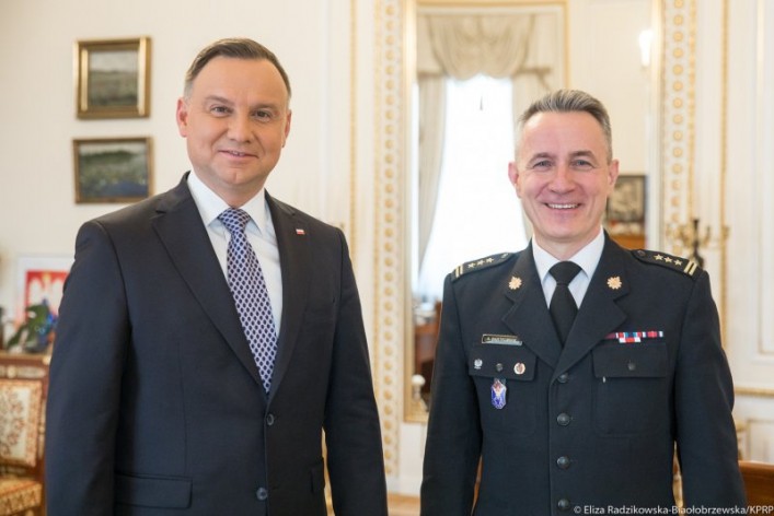 Andrzej Duda i st. bryg. Andrzej Bartkowiak