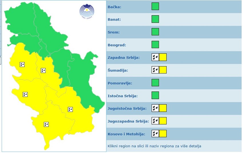 Meteoalarm za petak