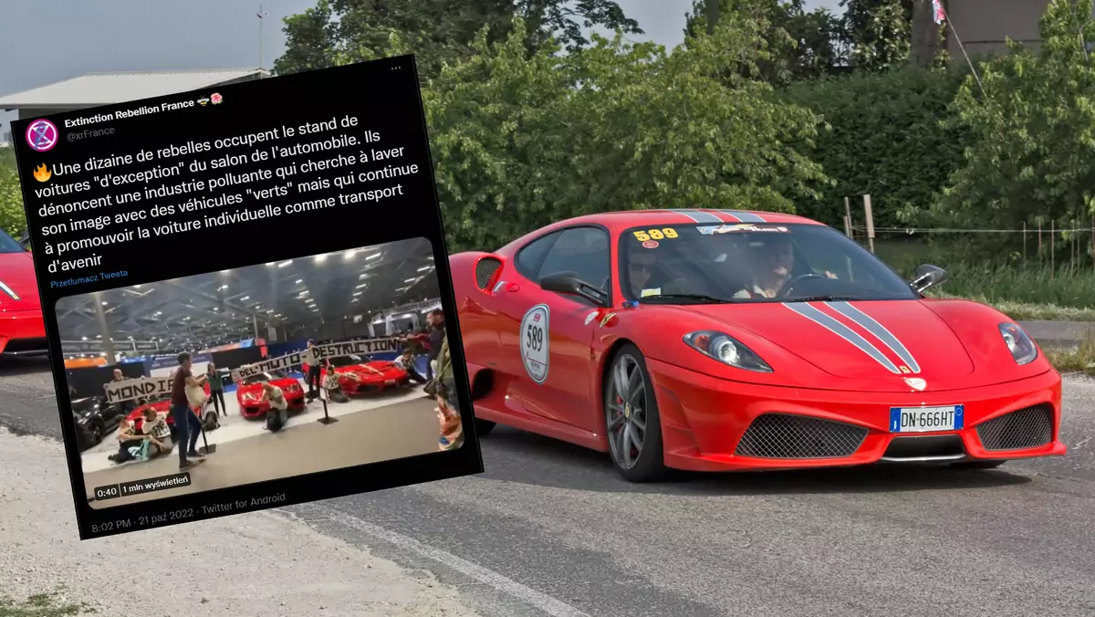 Ekoaktywiści przykleili się do klasycznych samochodów Ferrari