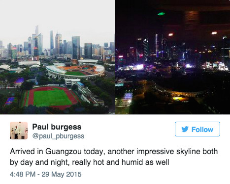 Paul Burgess w Chinach, fot. Twitter