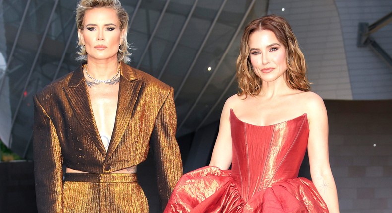 Ashlyn Harris, a former USWNT soccer player, walked the carpet with her girlfriend, Sophia Bush.Julien M. Hekimian/Getty Images for LVMH x Vogue x NBC