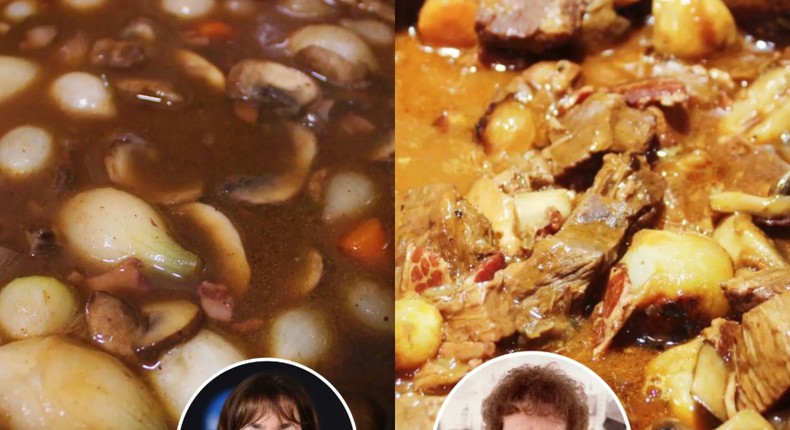 I made Ina Garten's and Julia Child's recipes for beef bourguignon.Erin McDowell/Insider; Amanda Edwards/WireImage/Getty Images; Aaron Rapoport/CORBIS OUTLINE/Corbis/Getty Images