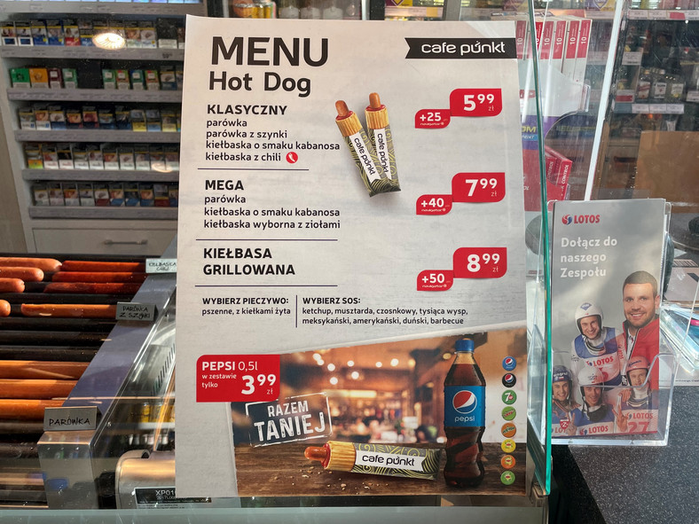 Ceny hot dogów na Lotosie