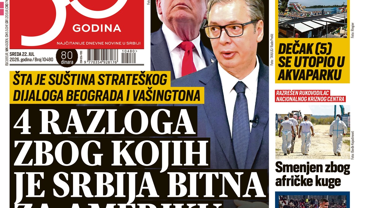 Blic naslovna strana za 22.7.