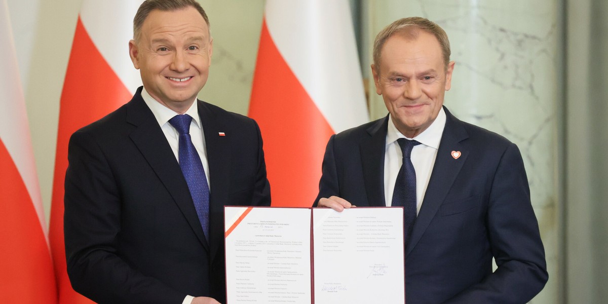 Prezydent Duda i premier Tusk.