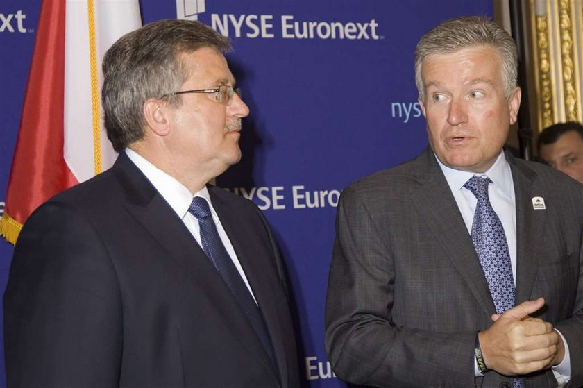 Komorowski w NY. Spadek na giełdzie i mowa do pustej sali