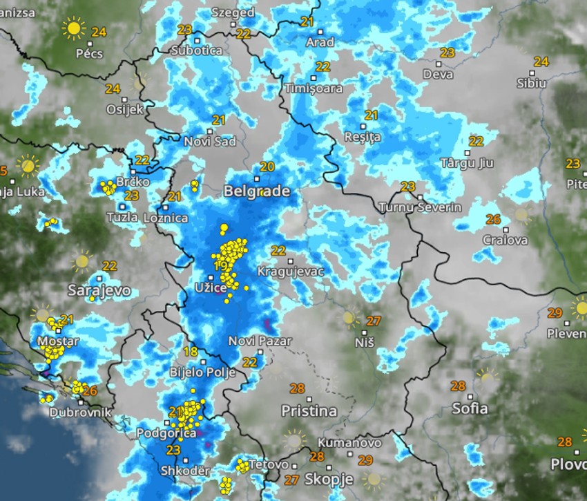 Kretanje nevremena u 12 sati