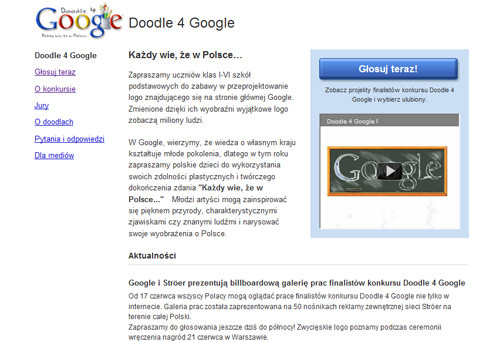 Dzisiaj ostatnie chwile, aby oddać swój głos na dwa wybrane loga Google autorstwa polskich uczniów 