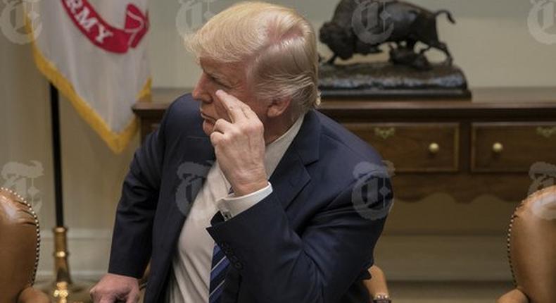 President Donald Trump during a meeting at the White House in Washington, March 13, 2017. President Trump paid $38 million in federal income taxes on reported income of $150 million in 2005, an effective tax rate of 25 percent, the White House said on Tuesday night. 