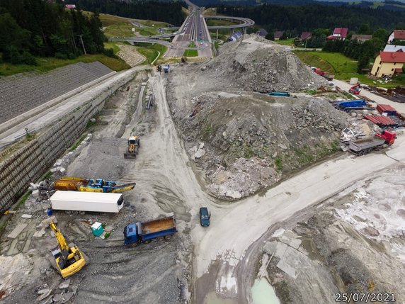 Budowa Tunelu ekspresowej zakopianki lipiec-sierpień 2021 r. 