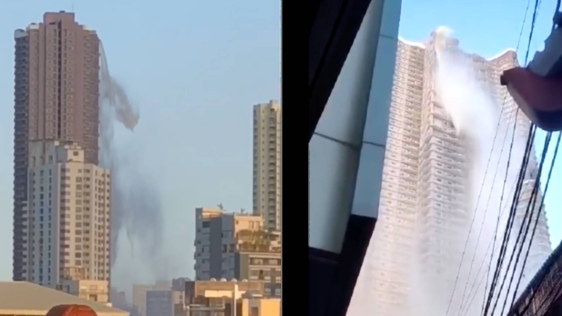 Kvôli zemetraseniu sa vylial strešný bazén z mrakodrapu, po internete koluje desivé video