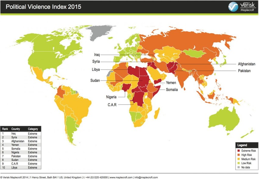 Mapa potencijalnog političkog nasilja u 2015. godini - Kliknite na sliku za uvećanje (+)