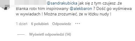 Sandra Kubicka odpowiada na pytanie na temat Blanki Lipińskiej