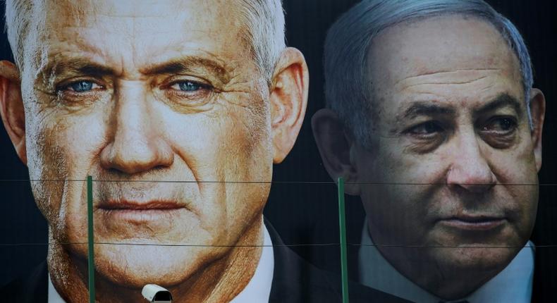 Benny Gantz (left) backed an emergency unity government -- a call previously made by his rival, Prime Minister Benjamin Netanyahu (right)